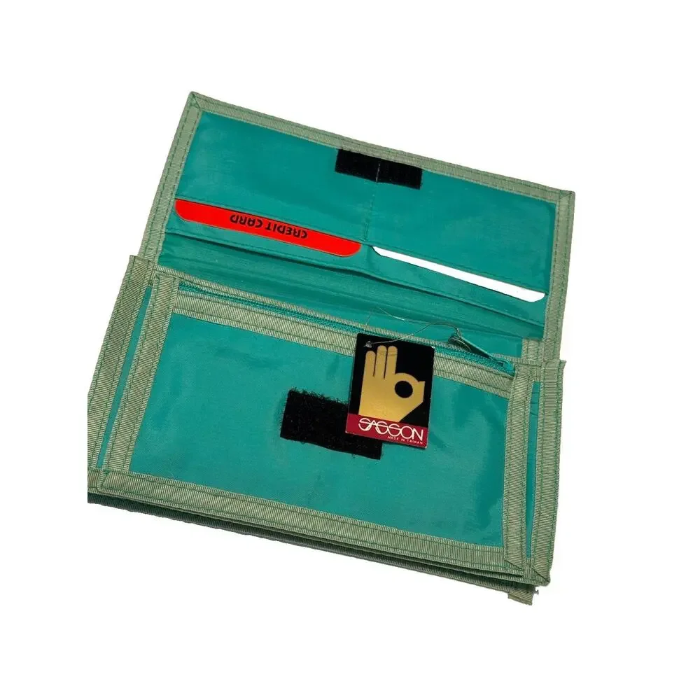 Vintage Deadstock NWT Sasson Bi-fold Wallet Teal Nylon Trapper Wallet Retro